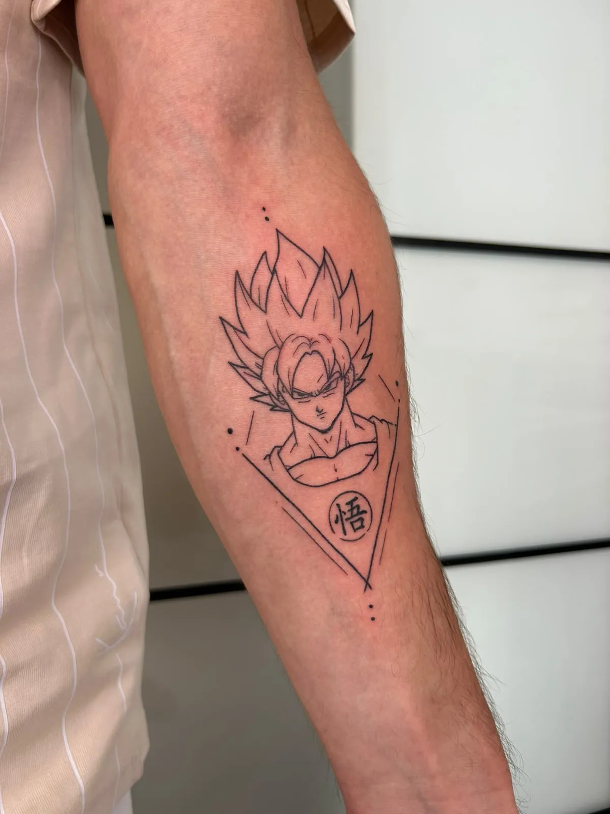 Tetovaža: Goku, Fine line, podlaket | CEP INK